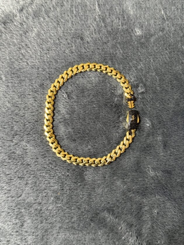 Pulso Monaco Chain Classic Black Pave 6mm Oro 10k 21 cm - Image 3