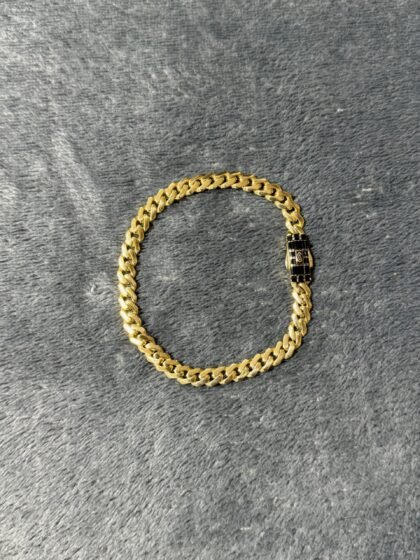 Pulso Monaco Chain Classic Black Baguette 6mm Oro 10k 21 cm