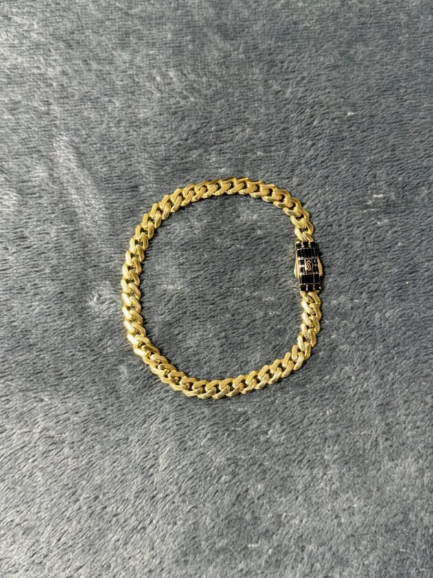 Pulso Monaco Chain Classic Black Baguette 6mm Oro 10k 21 cm